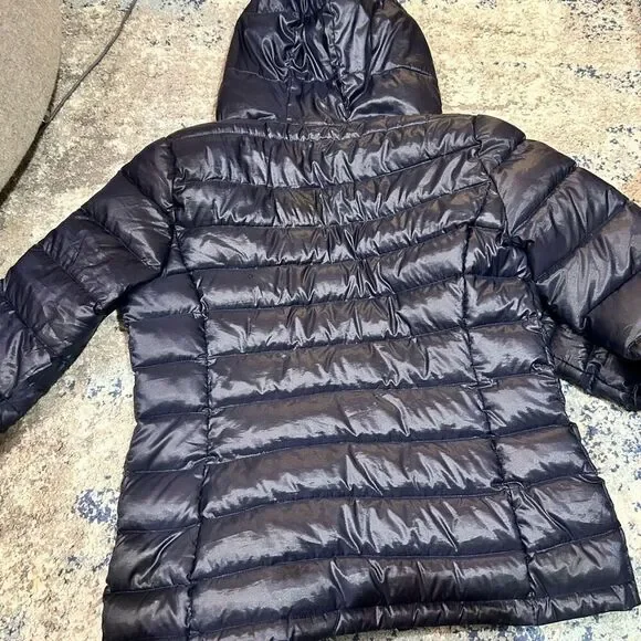 Andrew Marc Packable Lightweight Premium Down Jacket Women's XS Blue Silver Zip - Picture 3 of 6